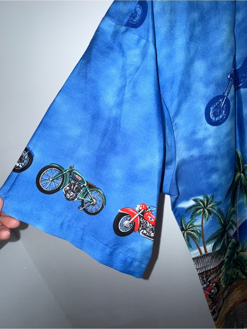 KYS Blue Motorcycle Print Camp Shirt - Picture 6 of 9